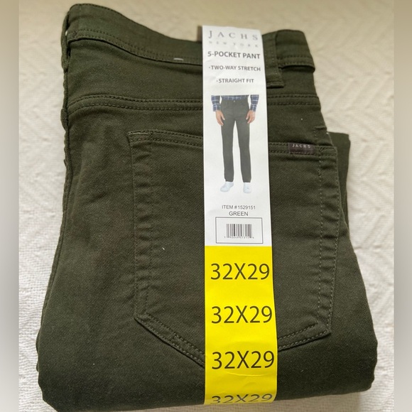 Jachs New York Men's 5 Pocket Pant Two-Way Stretch Straight Fit GREEN - Picture 5 of 10